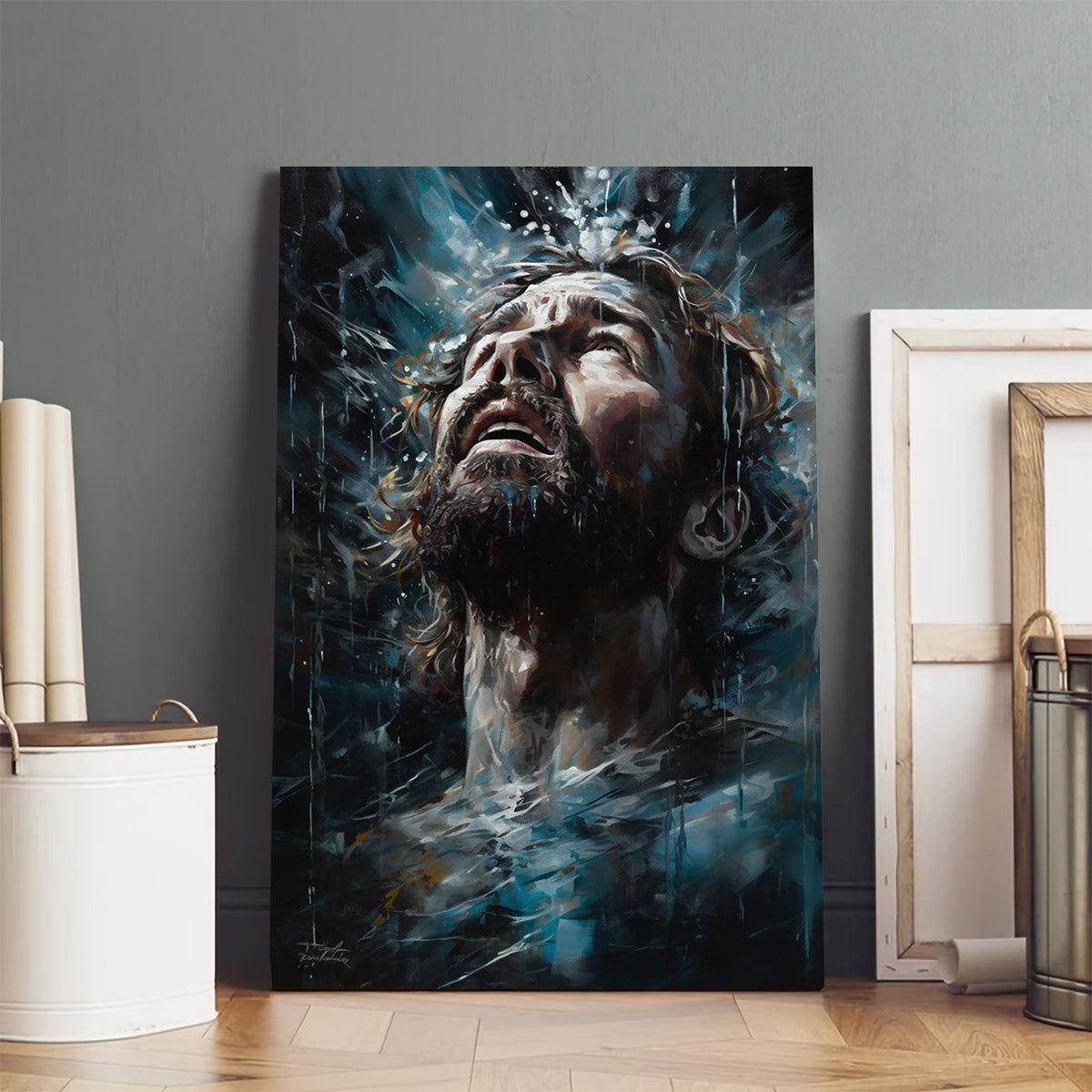 Jesus Breathing In Water 1 - Canvas Picture - Jesus Christ Canvas - Christian Wall Art