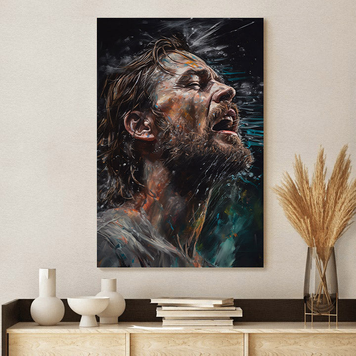 Jesus Breathing In Water 2 - Canvas Picture - Jesus Christ Canvas - Christian Wall Art