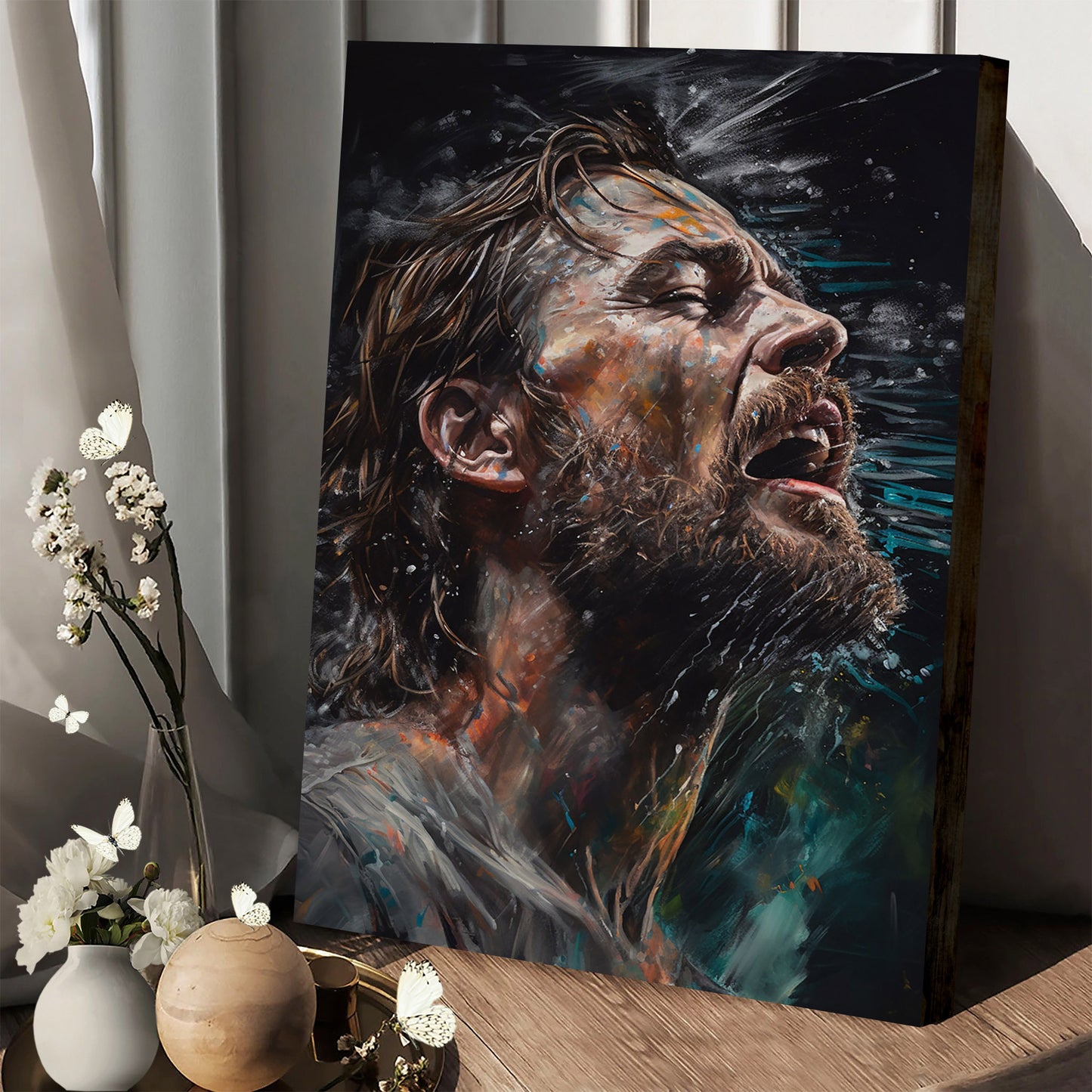 Jesus Breathing In Water 2 - Canvas Picture - Jesus Christ Canvas - Christian Wall Art