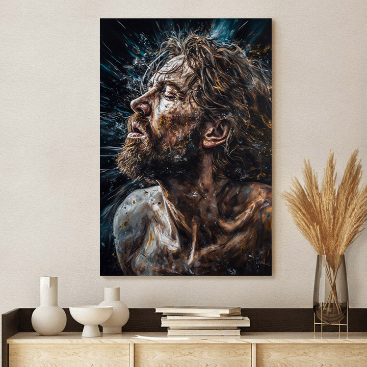 Jesus Breathing In Water 3 - Canvas Picture - Jesus Christ Canvas - Christian Wall Art