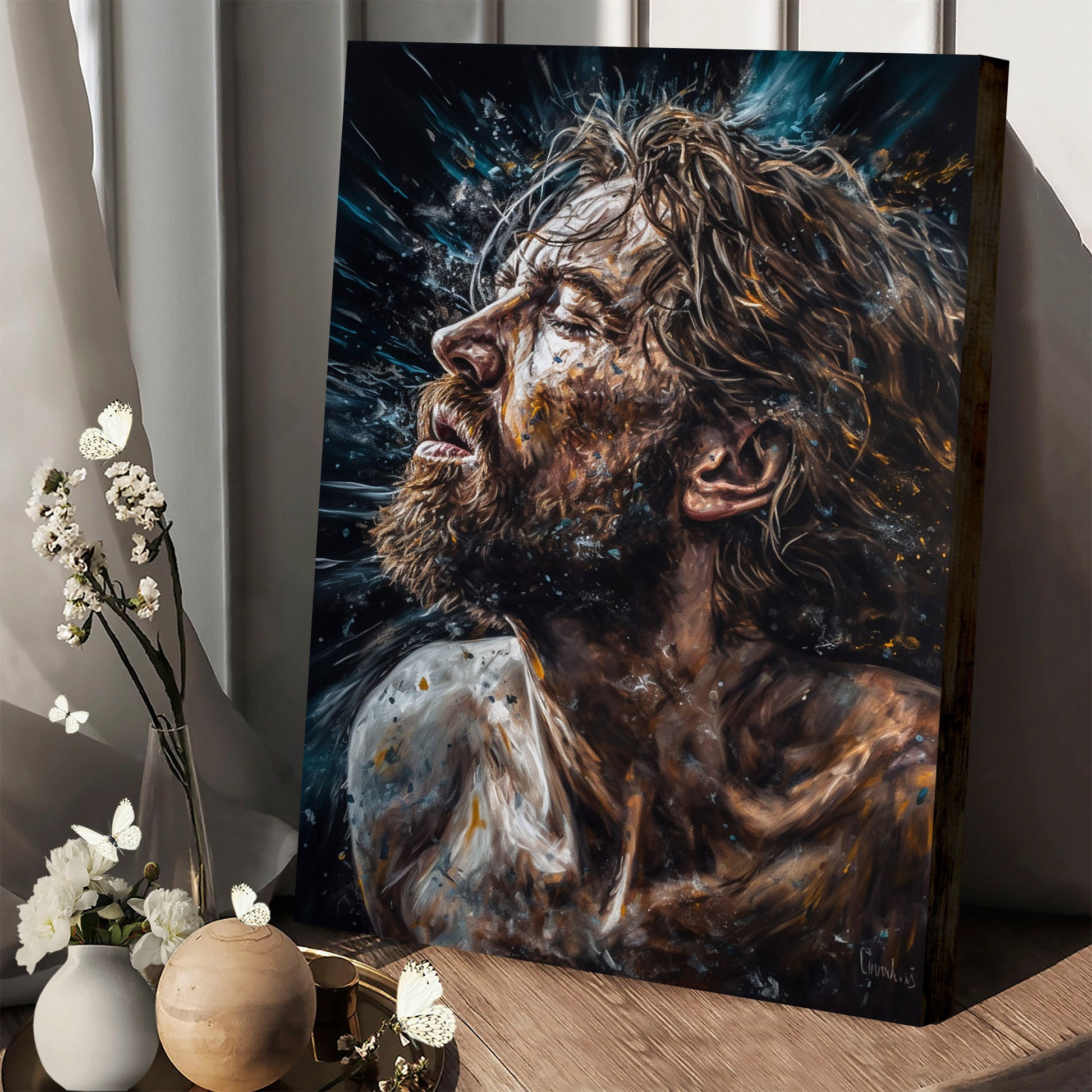 Jesus Breathing In Water 3 - Canvas Picture - Jesus Christ Canvas - Christian Wall Art