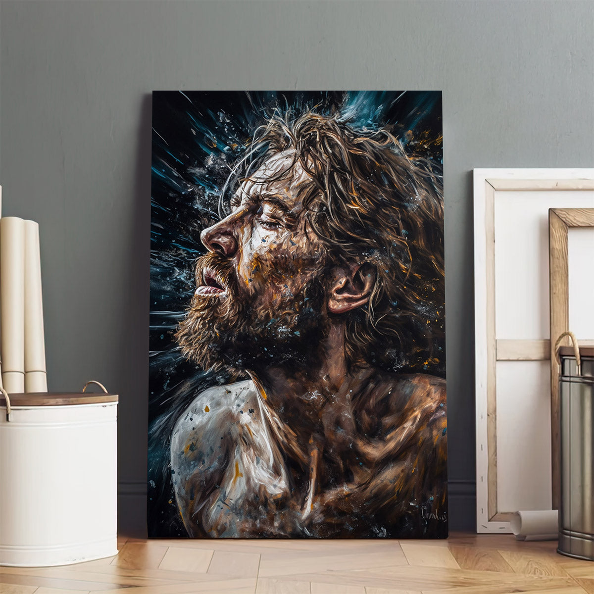 Jesus Breathing In Water 3 - Canvas Picture - Jesus Christ Canvas - Christian Wall Art