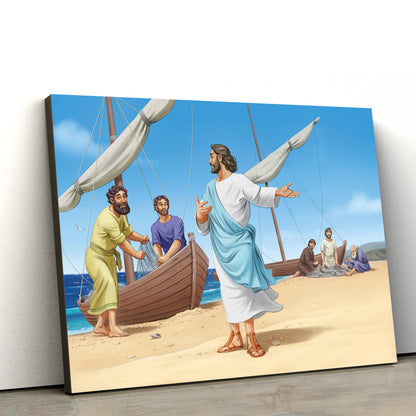 Jesus Calls Peter - Jesus Canvas Wall Art - Christian Wall Art
