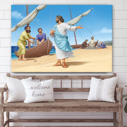 Jesus Calls Peter - Jesus Canvas Wall Art - Christian Wall Art