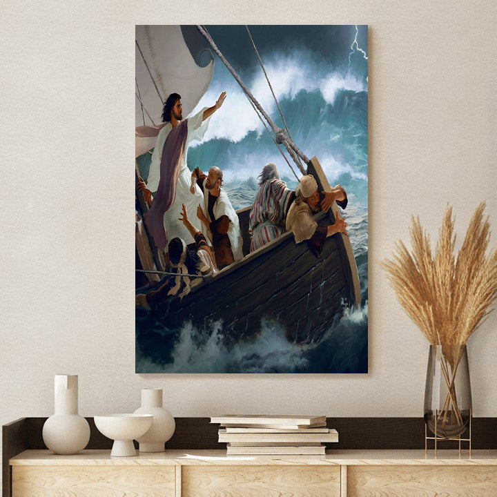 Jesus Calms The Storm - Canvas Pictures - Jesus Canvas Art - Christian Wall Art