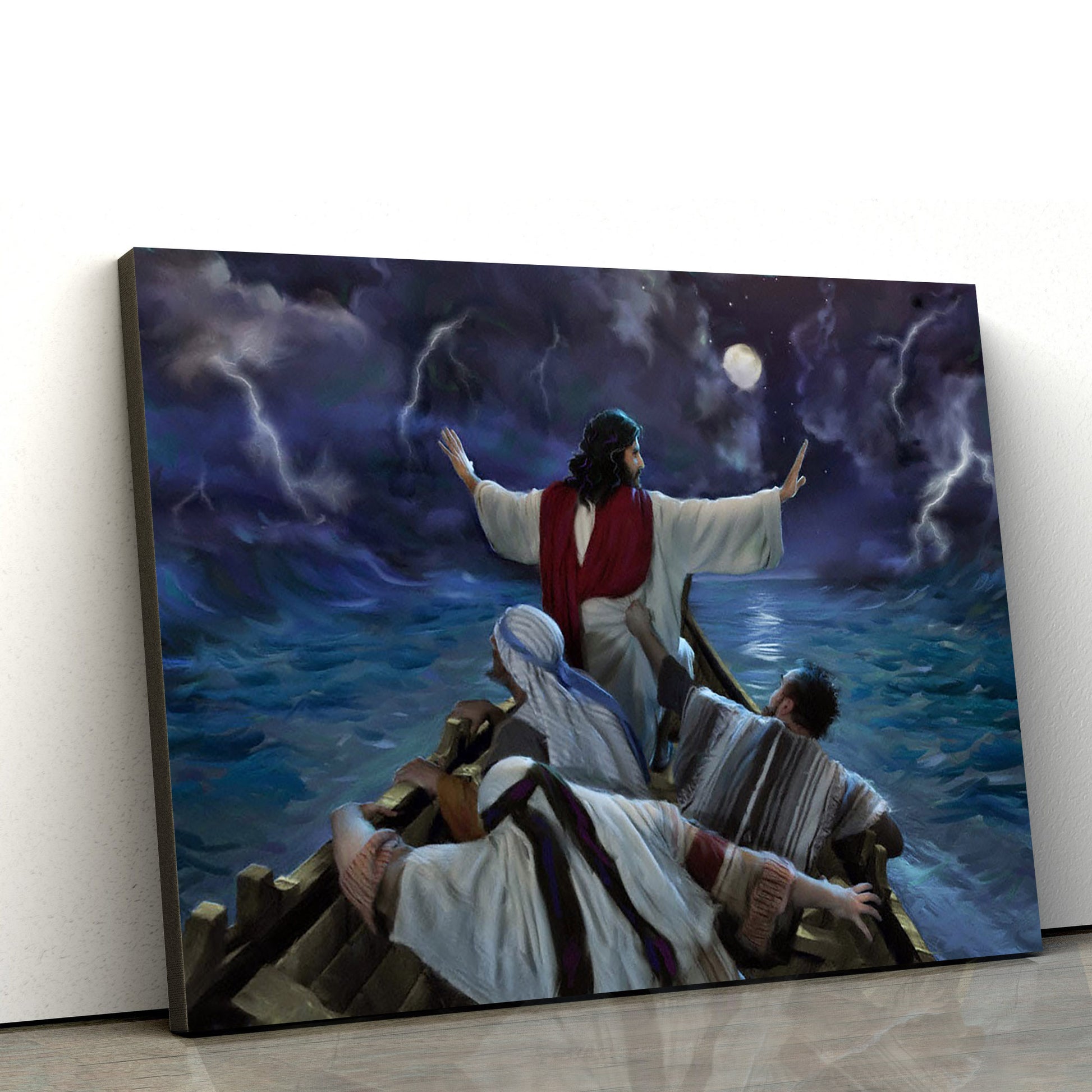 Jesus Calms The Storm - Jesus Canvas Wall Art - Christian Wall Art