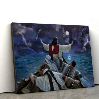 Jesus Calms The Storm - Jesus Canvas Wall Art - Christian Wall Art