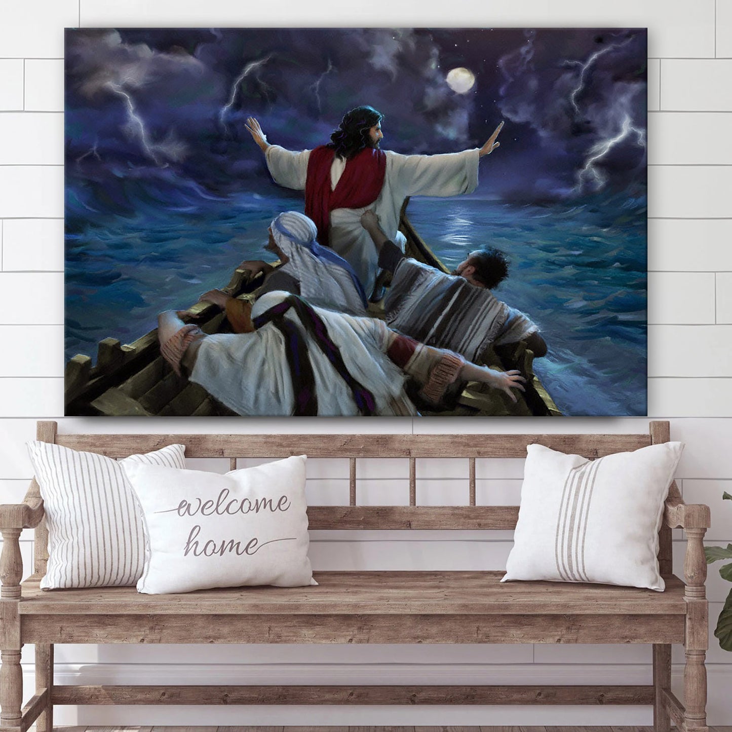 Jesus Calms The Storm - Jesus Canvas Wall Art - Christian Wall Art