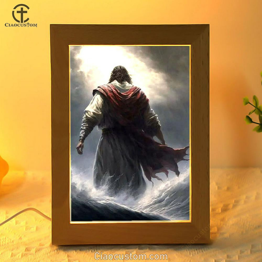 Jesus Calms The Storm Frame Lamp Pictures - Christian Wall Art - Jesus Frame Lamp Art