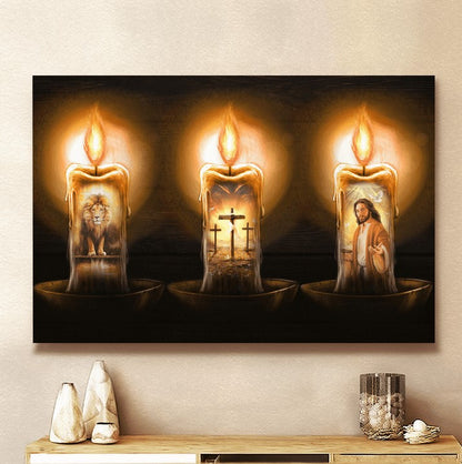 Jesus Candle Panting Canvas Wall Art - Jesus Canvas Pictures - Christian Wall Posters