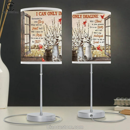 Jesus, Cardinal, Cotton Flower, Autumn Field, I Can Only Imagine Table Lamp
