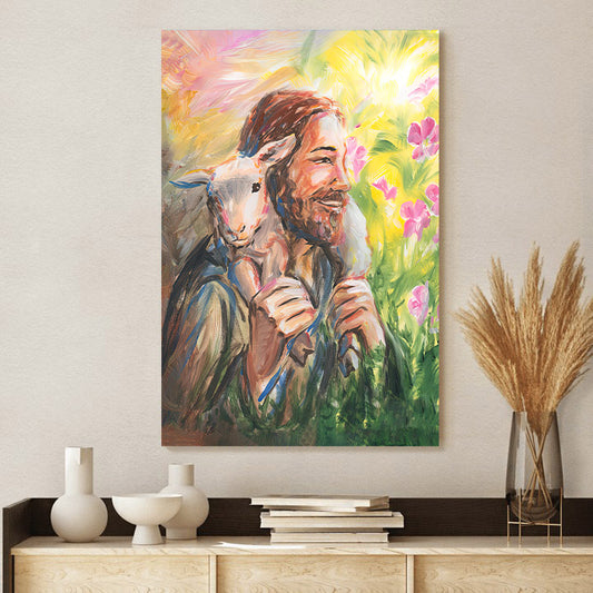 Jesus Carries The Lost Lamb Home Canvas Pictures - Jesus Canvas Painting - Christian Canvas Prints
