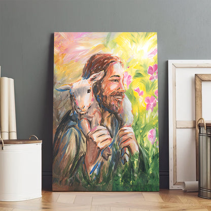 Jesus Carries The Lost Lamb Home Canvas Pictures - Jesus Canvas Painting - Christian Canvas Prints