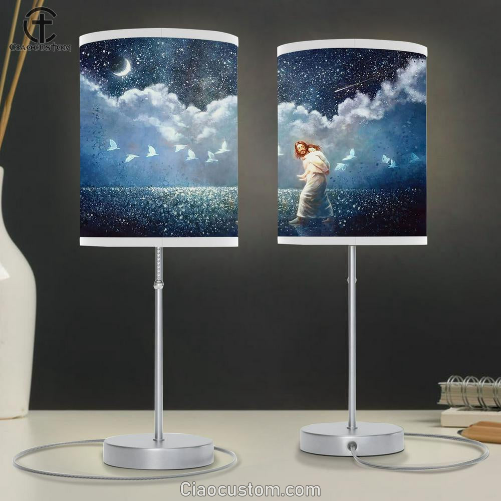 Jesus Carry Children Table Lamp - With All The Heart Large Table Lamp - Christian Table Lamp Prints - Religious Table Lamp Art