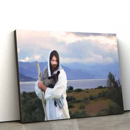 Jesus Carrying A Black Lamb Canvas Art - Jesus Christ Pictures - Jesus Wall Art - Christian Wall Decor