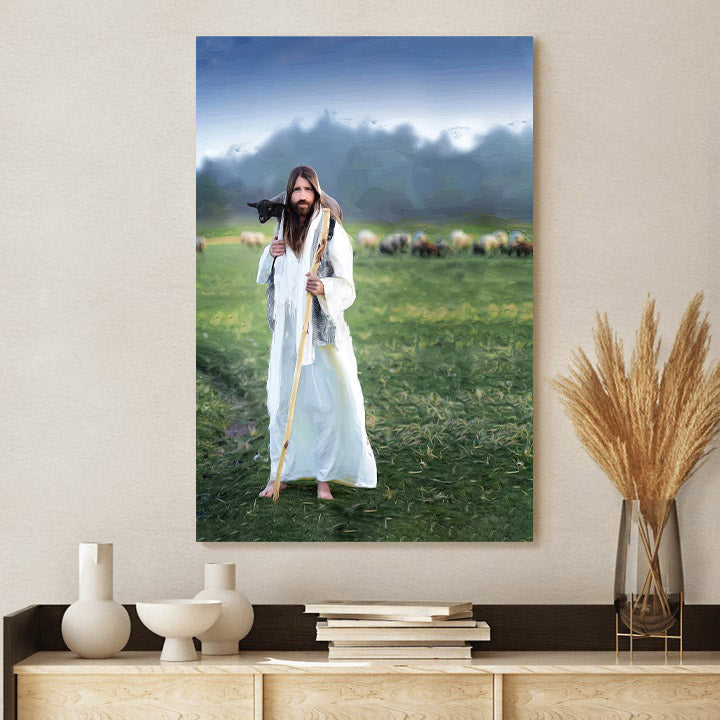 Jesus Carrying A Lamb Canvas Pictures - Jesus Christ Art - Christian Canvas Wall Art