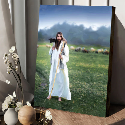 Jesus Carrying A Lamb Canvas Pictures - Jesus Christ Art - Christian Canvas Wall Art