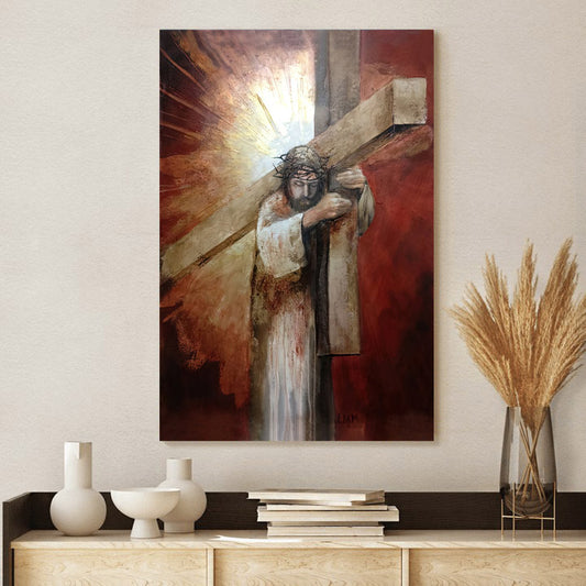 Jesus Carrying Cross Canvas Pictures - Jesus Canvas Painting - Christian Canvas Prints