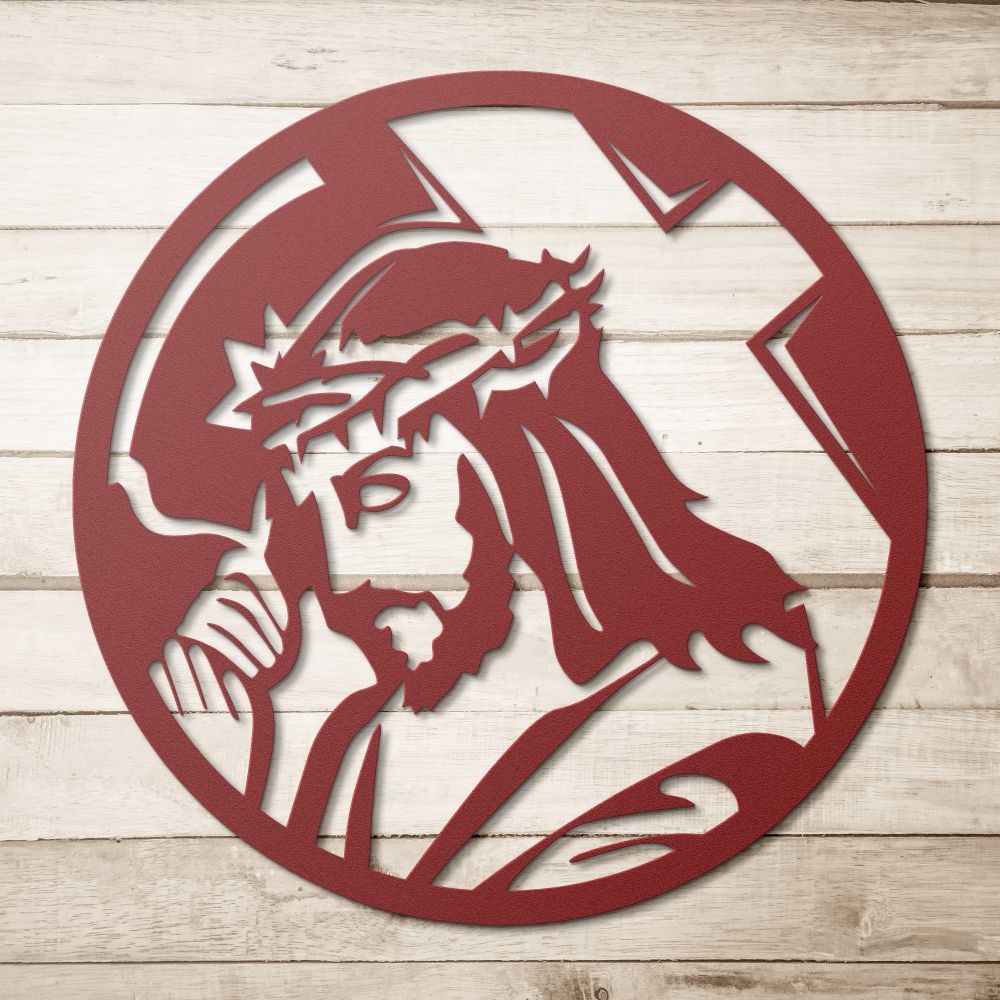 Jesus Carrying Cross Metal Sign - Christian Metal Wall Art - Religious Metal Wall Decor