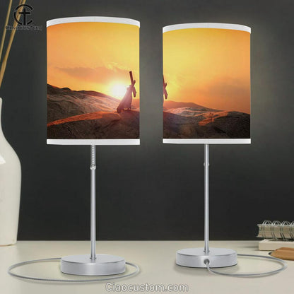 Jesus Carrying Cross Table Lamp Pictures - Faith Art - Christian Table Lamp For Bedroom Decor