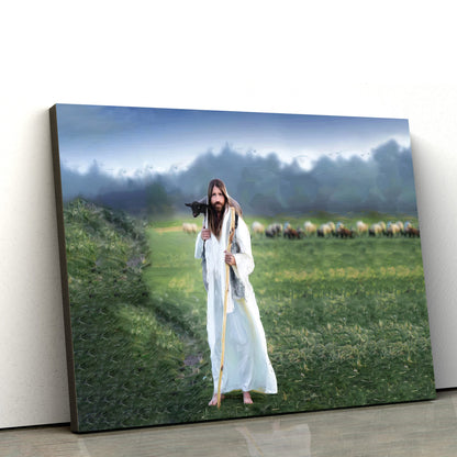 Jesus Carrying Lamb Canvas Art - Jesus Christ Pictures - Jesus Wall Art - Christian Wall Decor