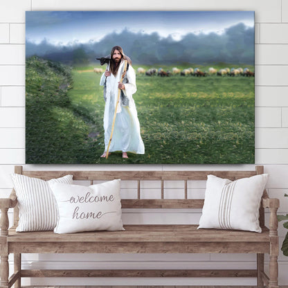 Jesus Carrying Lamb Canvas Art - Jesus Christ Pictures - Jesus Wall Art - Christian Wall Decor