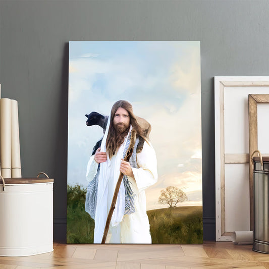 Jesus Carrying Lamb Canvas Pictures - Jesus Christ Art - Christian Canvas Wall Art