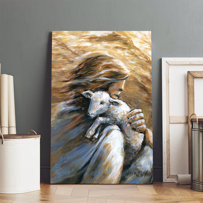 Jesus Carrying Lost Sheep Home Canvas Pictures - Jesus Canvas Painting - Christian Canvas Prints