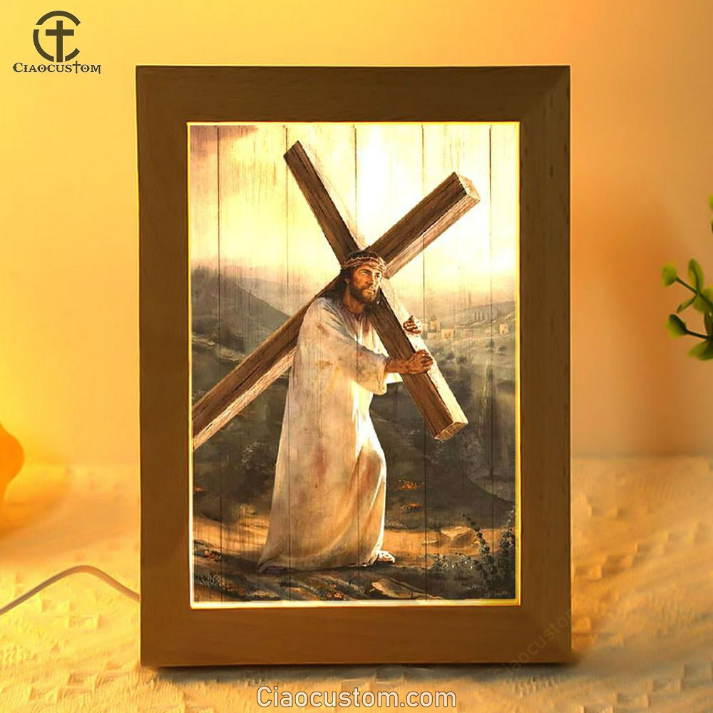 Jesus Carrying The Cross Frame Lamp