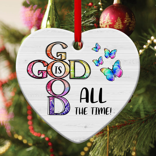 Jesus Ceramic Heart Ornament - All The Time God Is Good - Ornaments Hanging Gift - Nativity Ornaments