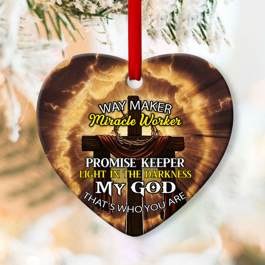 Jesus Ceramic Heart Ornament - Way Maker And Miracle Worker - Ornaments Hanging Gift - Nativity Ornaments