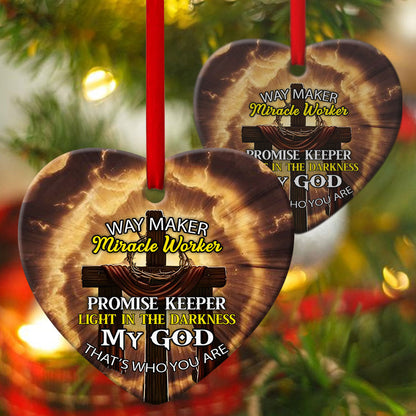Jesus Ceramic Heart Ornament - Way Maker And Miracle Worker - Ornaments Hanging Gift - Nativity Ornaments