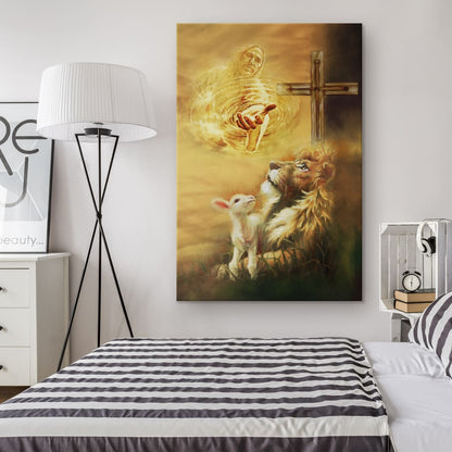Jesus Christ - Lamb Of God & Lion Of Judah Canvas Art - Bible Verse Canvas - Scripture Wall Art