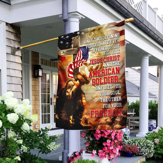 Jesus Christ American Patriot House Flags - Christian Garden Flags - Outdoor Christian Flag