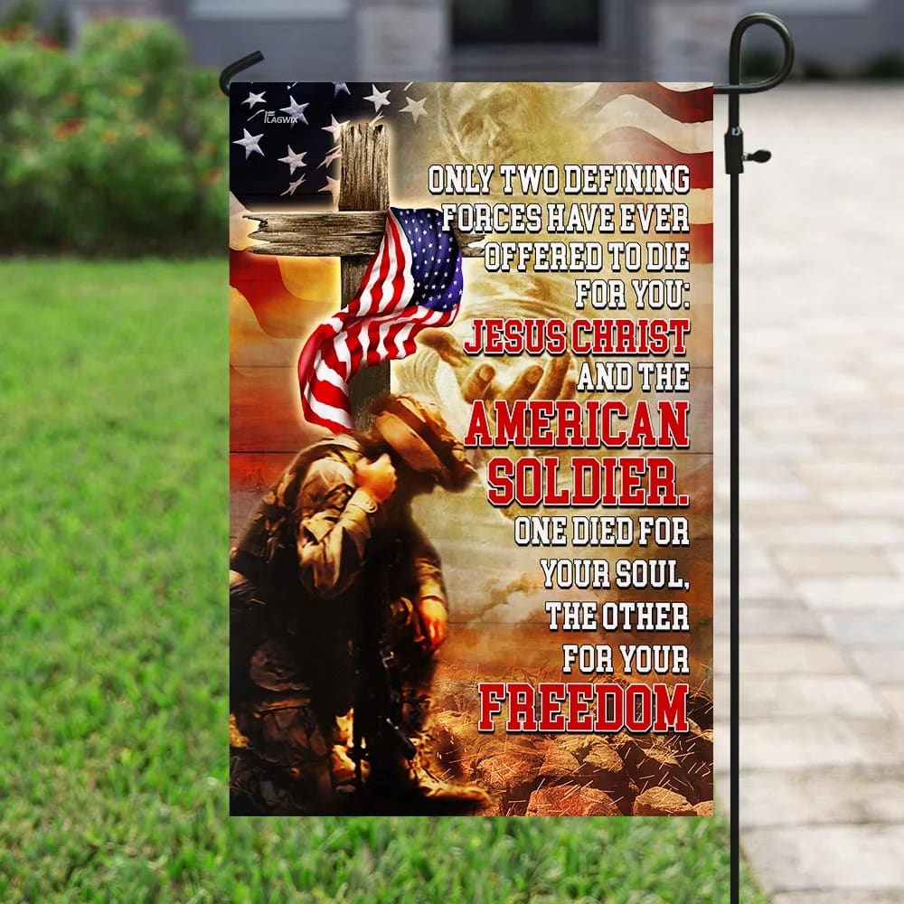 Jesus Christ American Patriot House Flags - Christian Garden Flags - Outdoor Christian Flag