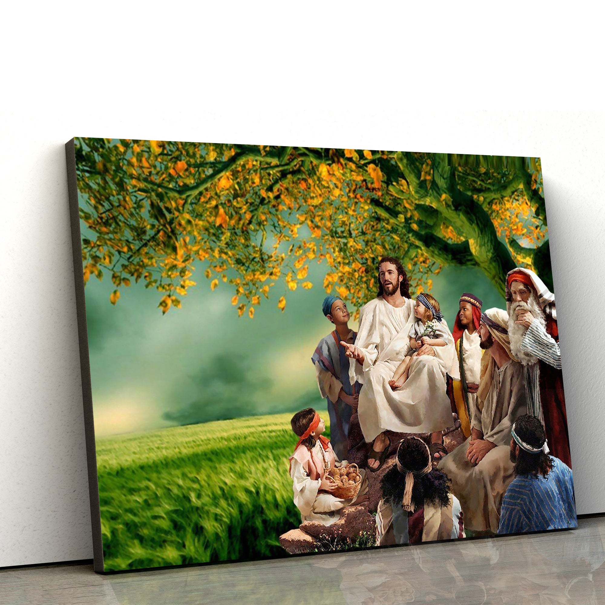 Jesus Christ And Children - Jesus Canvas Wall Art - Christian Wall Art