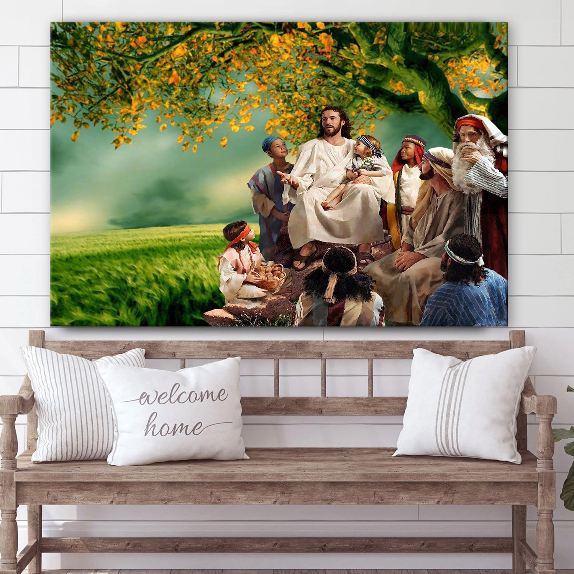 Jesus Christ And Children - Jesus Canvas Wall Art - Christian Wall Art