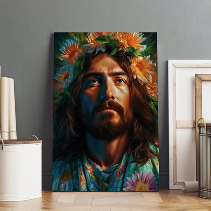 Jesus Christ And Flower - Canvas Picture - Jesus Christ Canvas - Christian Wall Art