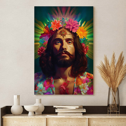 Jesus Christ And Flower 1 - Canvas Picture - Jesus Christ Canvas - Christian Wall Art