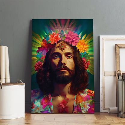 Jesus Christ And Flower 1 - Canvas Picture - Jesus Christ Canvas - Christian Wall Art