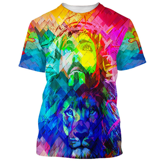 Jesus Christ And Lion 3d All Over Print Shirt - Christian 3d Shirts For Men Women