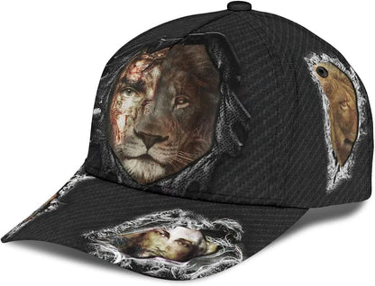 Jesus Christ And Lion Half Face Baseball Cap - Christian Hats for Men and Women