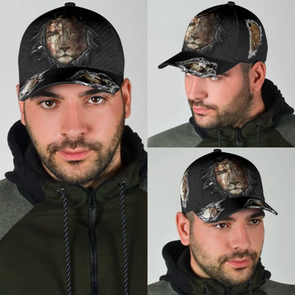 Jesus Christ And Lion Half Face Baseball Cap - Christian Hats for Men and Women