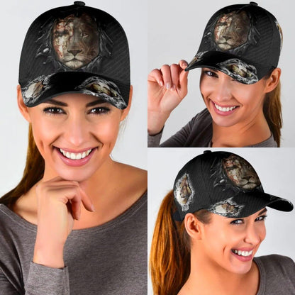 Jesus Christ And Lion Half Face Baseball Cap - Christian Hats for Men and Women