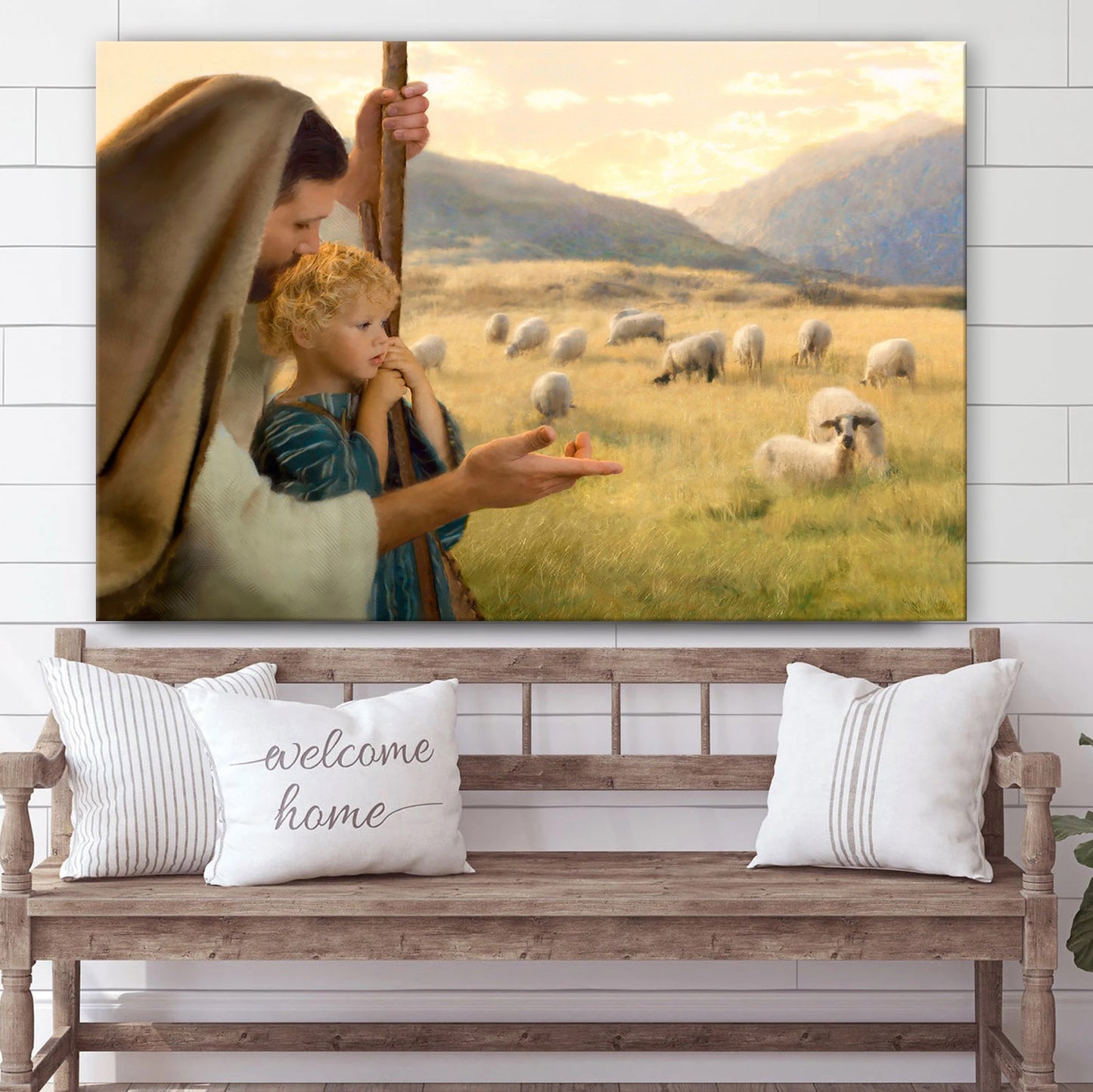 Jesus Christ And Sheep - Jesus Canvas Wall Art - Christian Wall Art