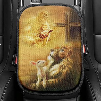 Jesus Christ Art Seat Box Cover, Jesus Car Center Console Cover, Christian Car Interior Accessories