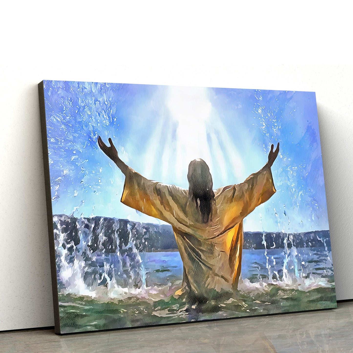 Jesus Christ Baptism Painting Canvas Wall Art - Jesus Portrait Picture - Religious Gift - Christian Wall Art Decor
