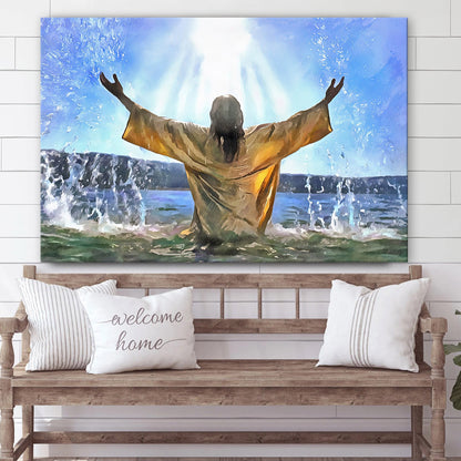 Jesus Christ Baptism Painting Canvas Wall Art - Jesus Portrait Picture - Religious Gift - Christian Wall Art Decor