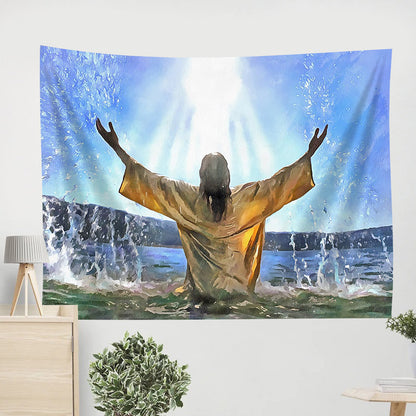 Jesus Christ Baptism Painting Tapestry - Jesus Portrait Picture - Religious Gift - Christian Tapestry