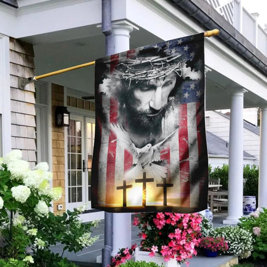 Jesus Christ Bird Cross Flag - Outdoor Christian House Flag - Christian Garden Flags